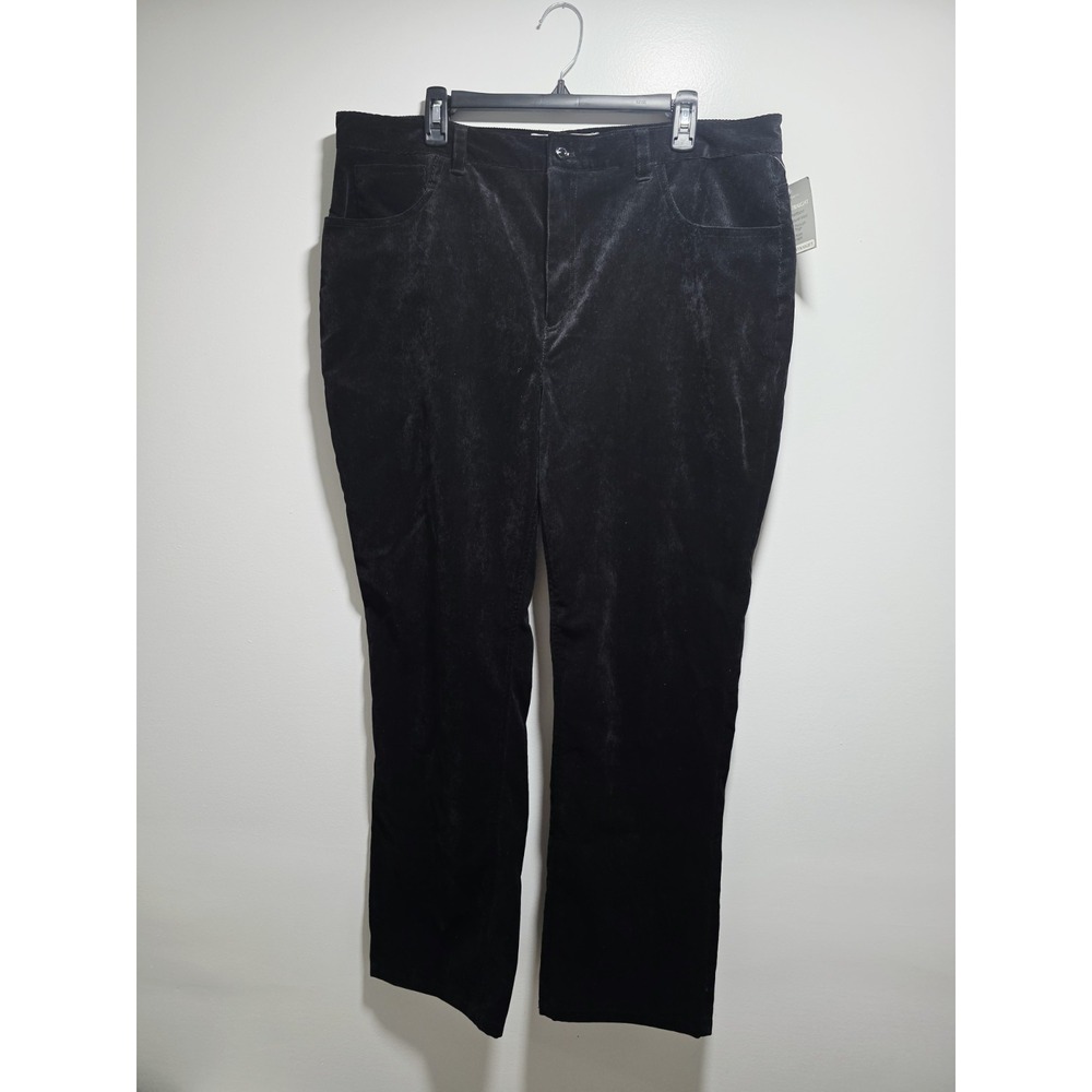 Jaclyn Smith Womens Pants Corduroy Angel Fit Black Stretch Straight Size 18